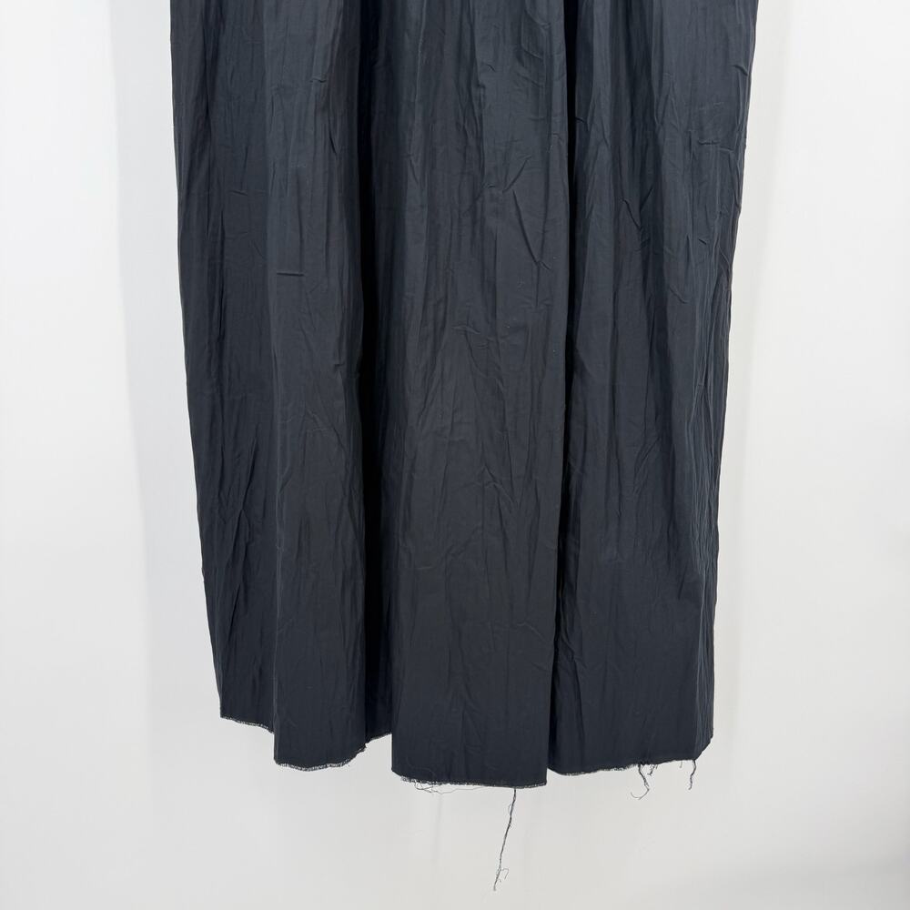 KHAITE | Jordyn Plissé Cotton Twill Maxi Dress Raw Frayed Edges Black 2 - Picture 9 of 16